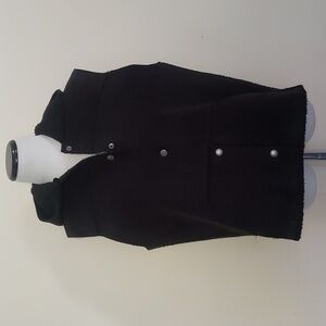 Lauren Ralph Lauren Hooded Suede Fleece Button up black vest Jacket size L